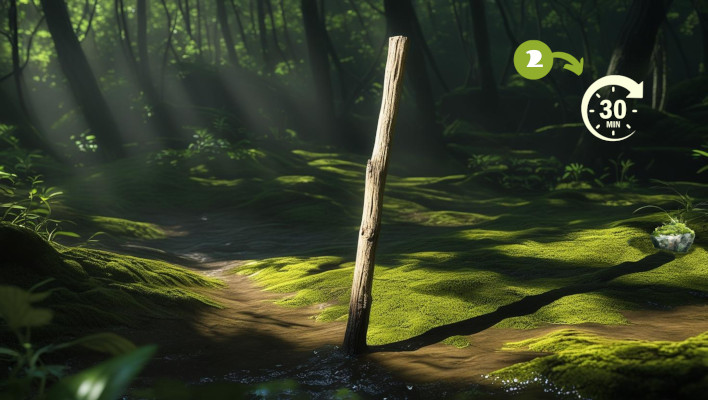 Shadow Stick Method Step 2: A clock shows to wait for 30 minutes.