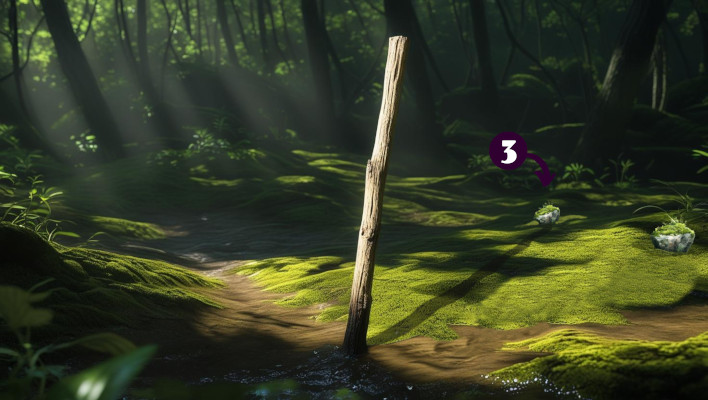 hadow Stick Method Step 3: A second rock is placed at the end of the new shadow.